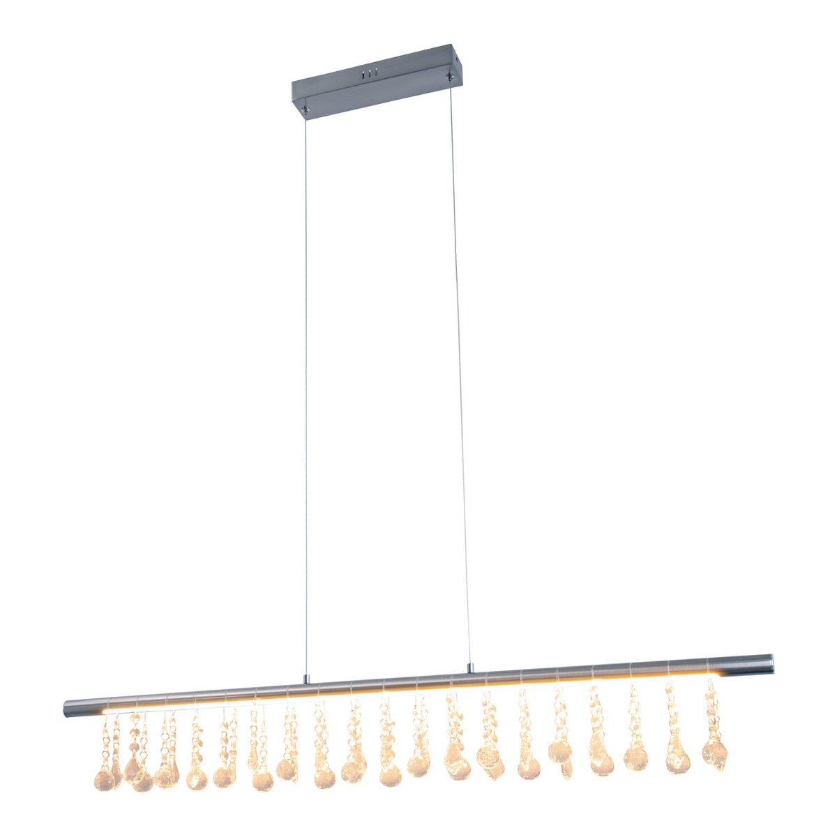 Led hanglamp "nobilis" lengte ongeveer 100 cm, gemaakt van metaal en plastic in satijnnikkel, met stevig ingebouwde LED's, verlichting voor woonkamer, eetkamer of kantoor