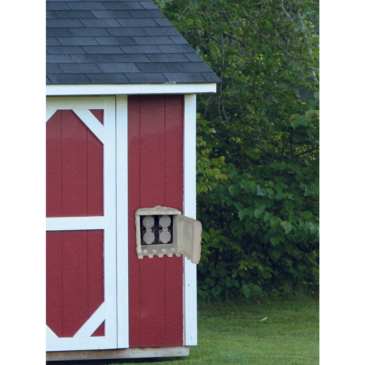 Buitenbekleding Stone "Roccus", gemaakt van grijs plastic, stopcontacten/technologie voor tuin en terras