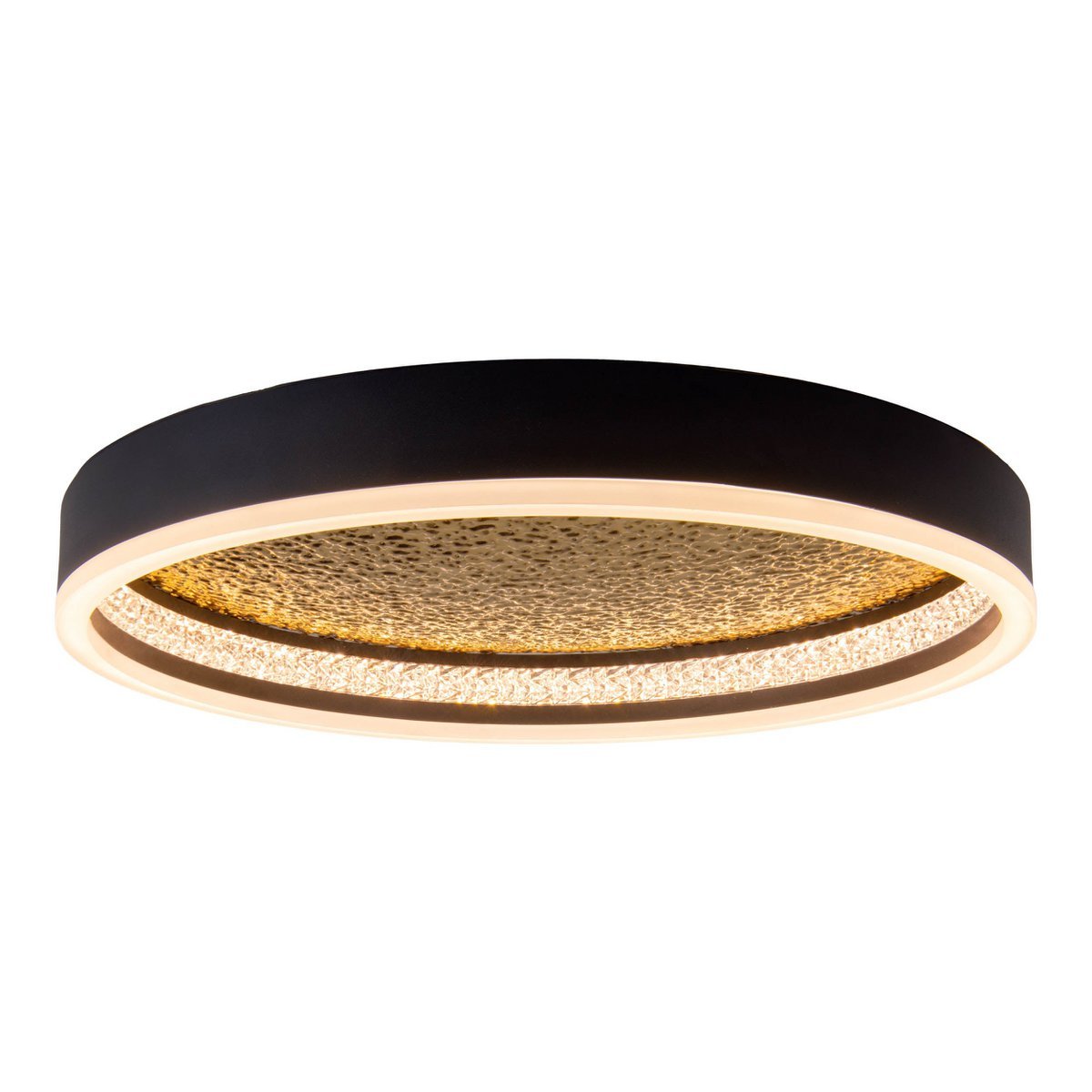 LED -plafondlamp Arany, plafondlamp gemaakt van metaal en plastic in zwart, met stevig ingebouwde LED's, dimbare, 40 cm diameter