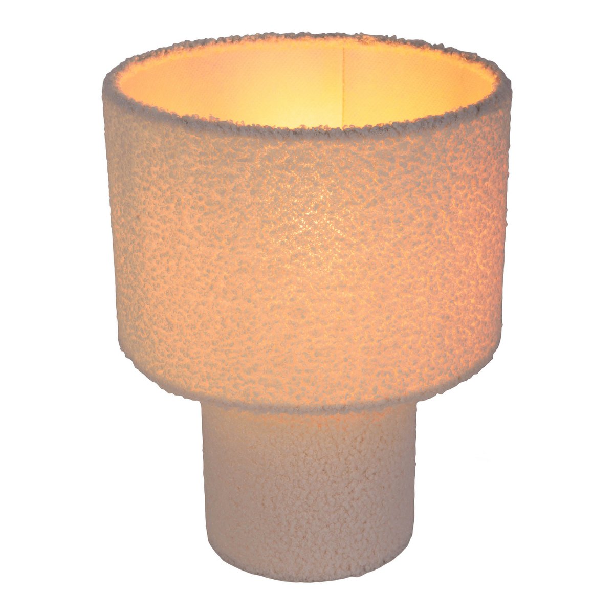 Tabellamp "Fluffy" met tekstbladen en voet in wit, E27, ca. 31 cm hoog