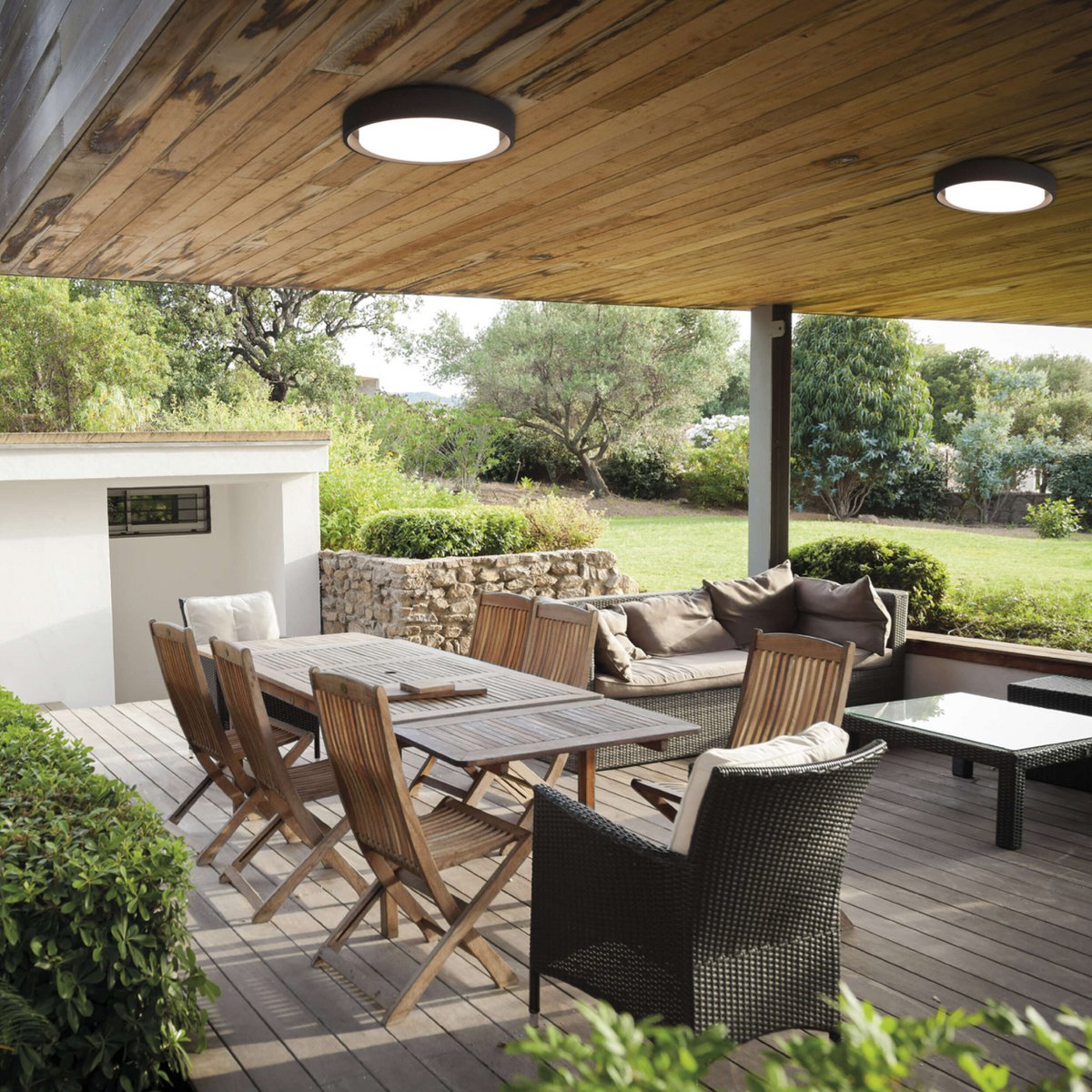 LED Outer Wall Lamp "Mio" Ø 27 cm gemaakt van antraciet -gekleurd metaal en plastic, IP54 voor ingang, balkon, terras