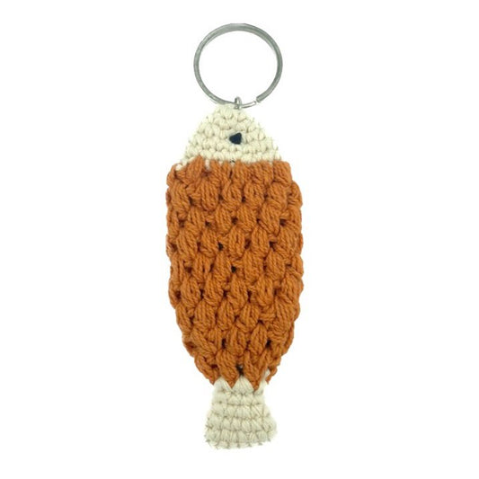 Luna -Leena Keychain Fish - Bag Charme - Oranje - Organisch katoen - Handhaak in Nepal - Baghanger