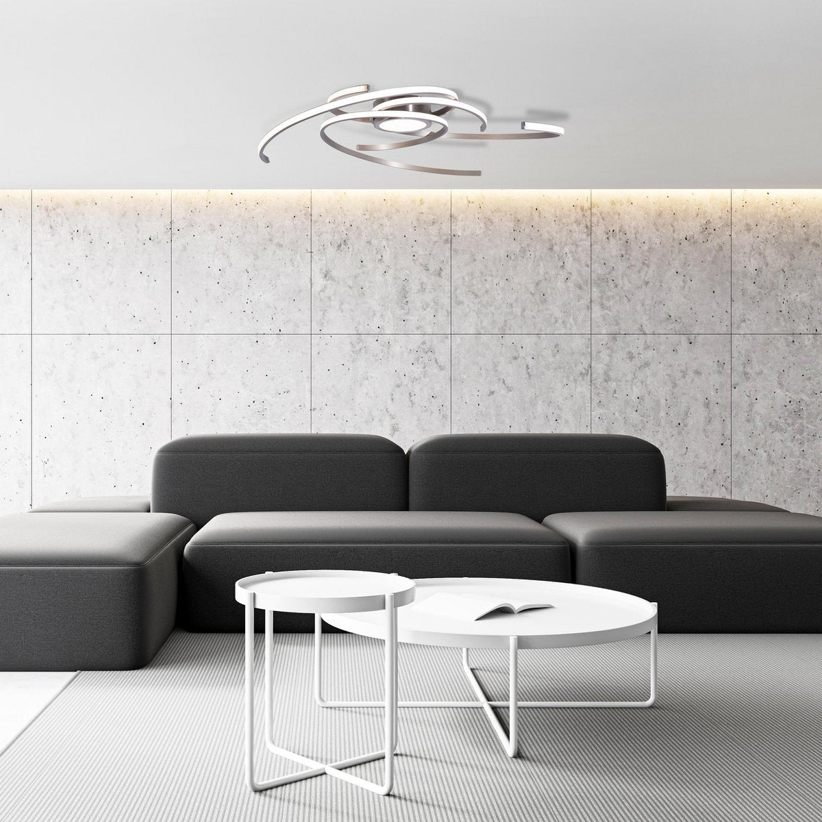 LED-plafondlamp "Radon" in satijnen nikkel gemaakt van metaal en plastic, met stevig ingebouwde LED's Ø 57 cm