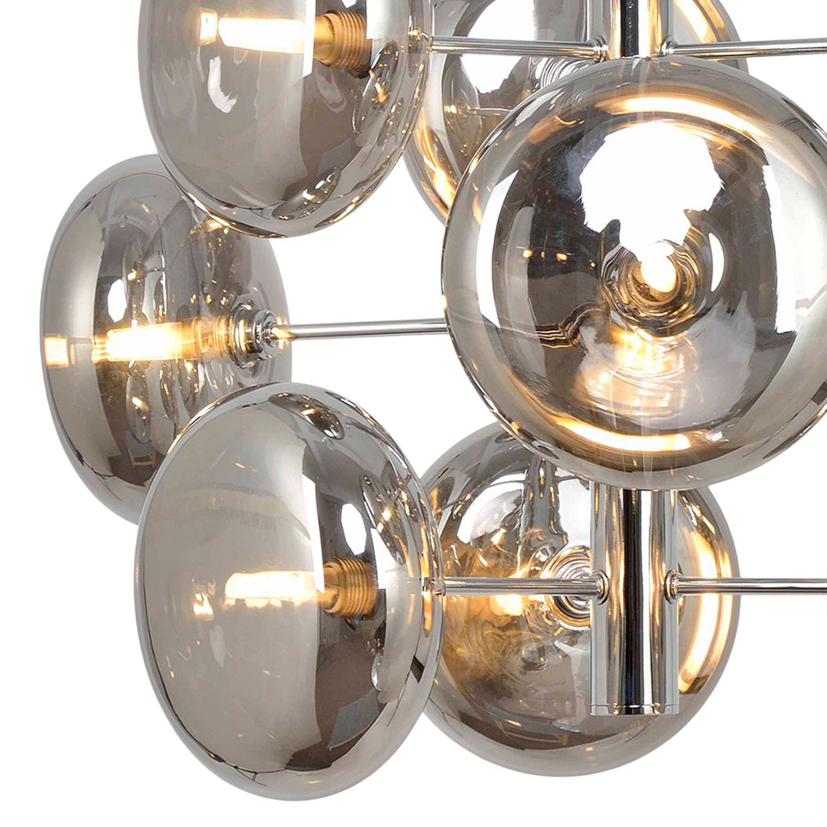 Hanger lamp "Orion" Ø ca. 53 cm barnsteen, gemaakt van messing gekleurd metaal en glas in barnsteen, G9-sockets, verlichting voor woonkamer, eetkamer of kantoor.