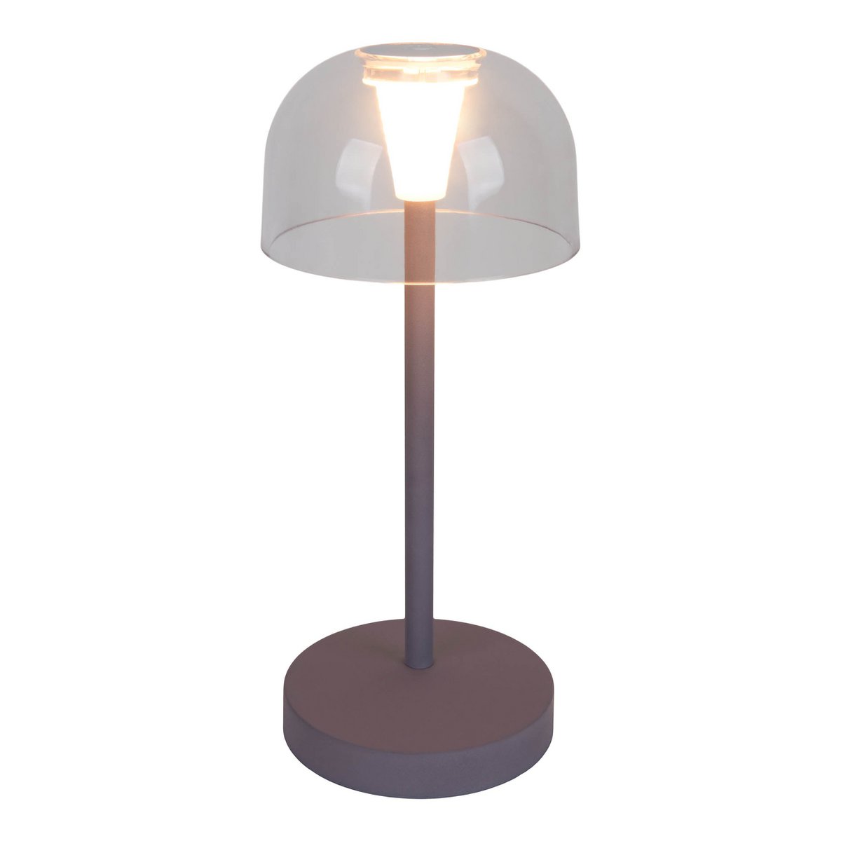 2-ex-ingestelde LED-batterijtafel Licht "Gomba" voor buiten en binnen, gemaakt van metaal en plastic in bramen, 18,5 cm hoog