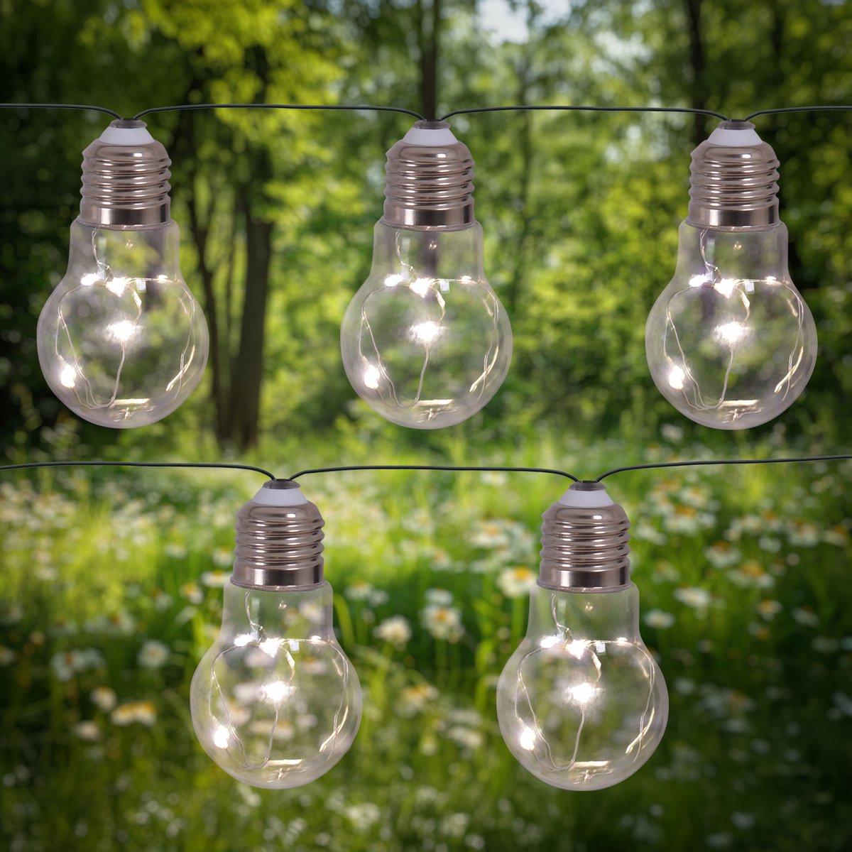 LED/zonne -lichte keten "gloeilamp", voor buiten, plastic lichte keten, helder/transparant, met geïntegreerde LED