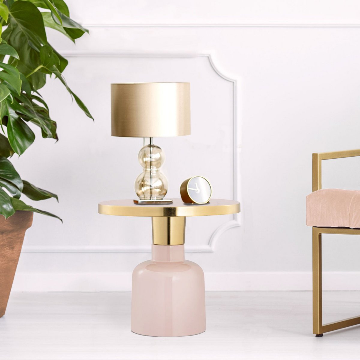 Bijzettafel rond ø 45 H 45 cm Decoratieve tafel Lampentafel Salontafel Glamtafel Metaal en email