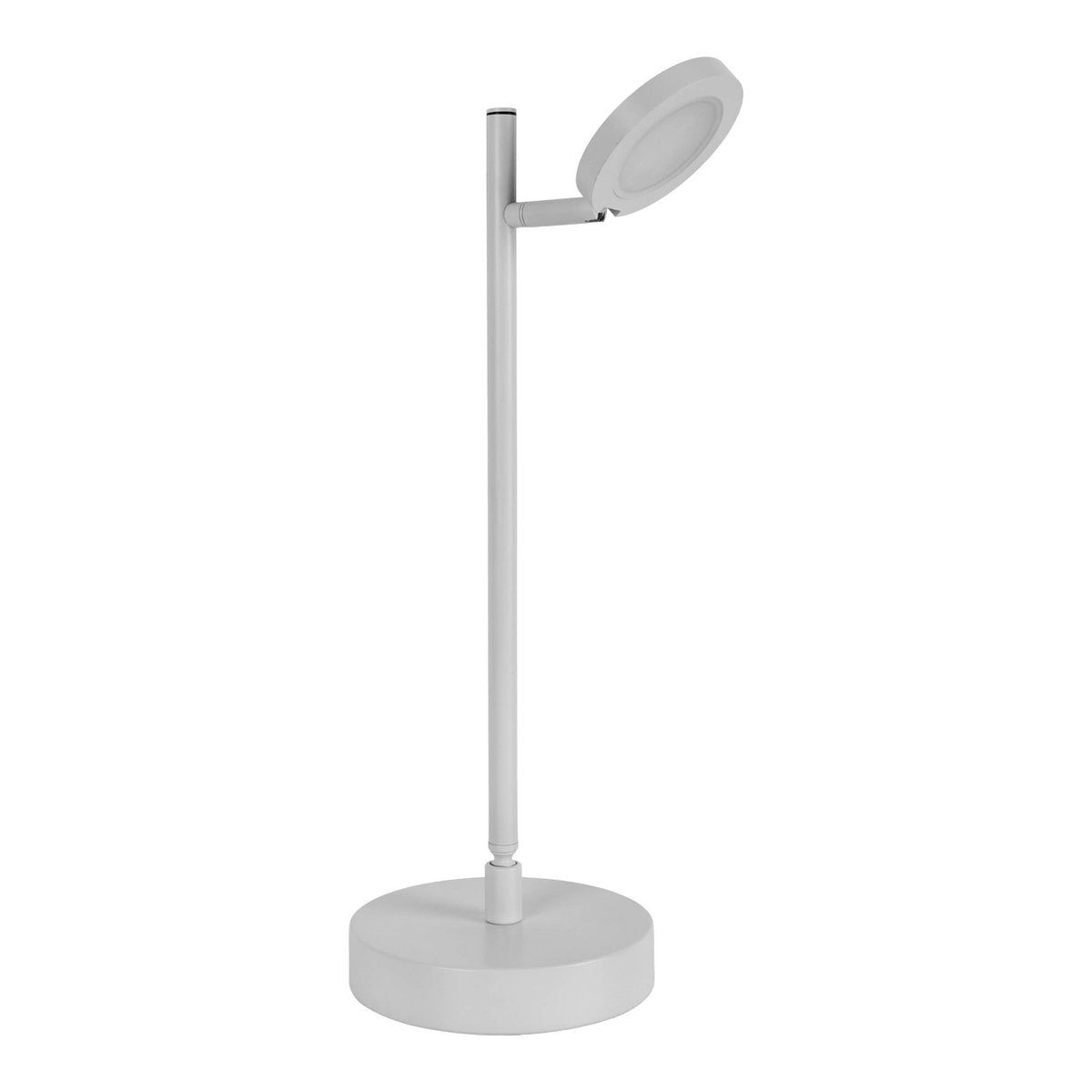 LED draadloze tafellicht "Lupa", 45 cm hoog, gemaakt van gelakte aluminium (wit) en wit plastic, LED geïntegreerde, dimbare, aanraaksensor.