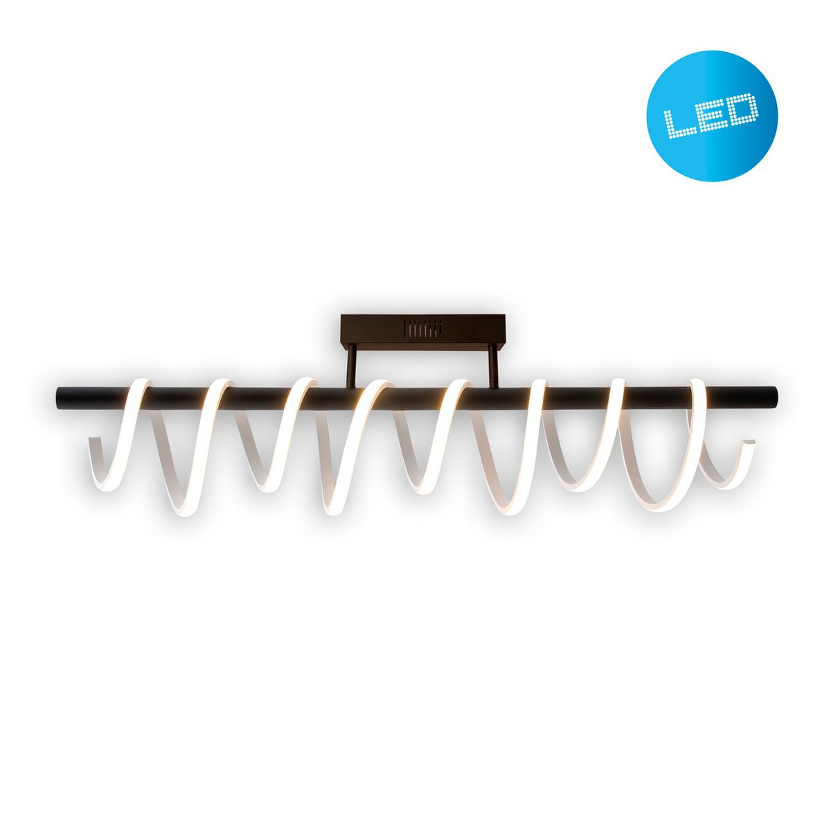 LED -plafondlicht "Belleza", moderne metalen plafondlamp en plastic in zwart en wit, met stevig gebouwd -in LED's, dimbaar, ongeveer 100 cm lang. De ideale verlichting voor woonkamer, eetkamer of keuken.