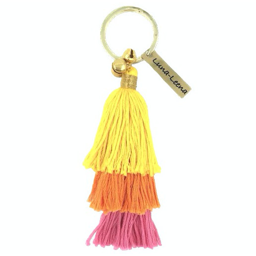 Luna -Leena Keychain Tassels Yellow - Bag Charm - Organic Cotton - Handmade in Nepal - Bag Hanger