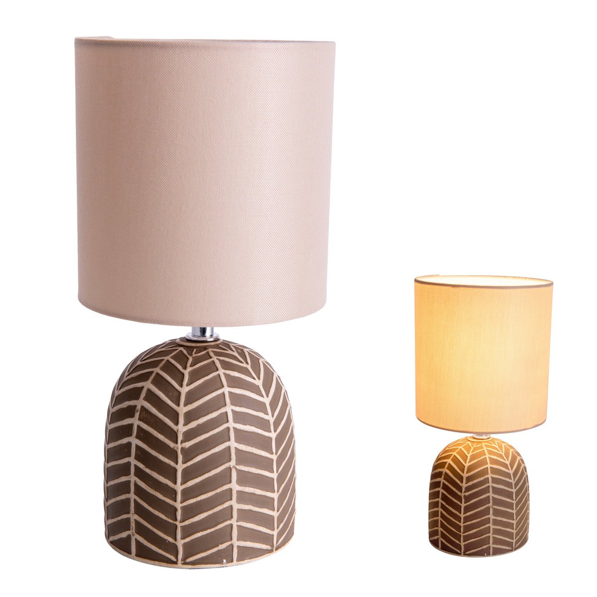 Keramische tafellamp "folio" bruin, keramische tafellamp in bruin, met E14 -versie, voor eetkamer, woonkamer, gang of kantoor, 27,50 cm hoog