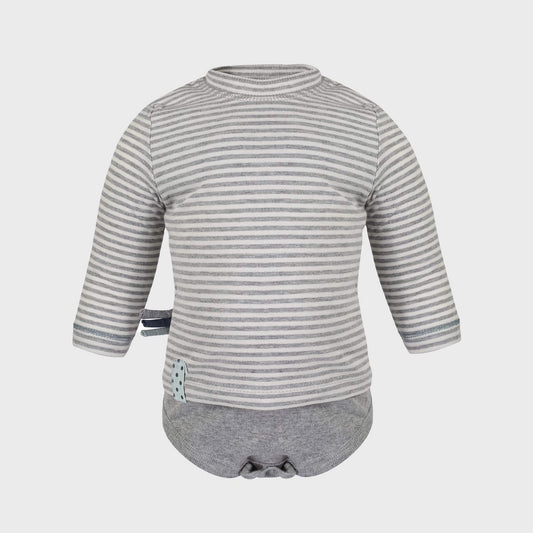 OrganicEra Organic Baby L/S T-shirt body, grijs gestreept