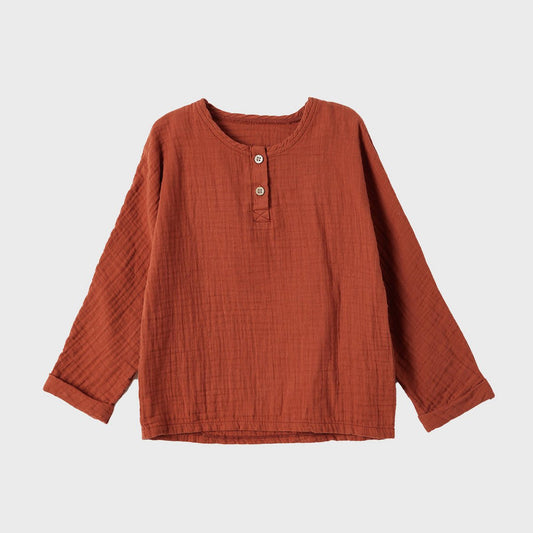 OrganicEra Biologische mousseline kindertop, roest