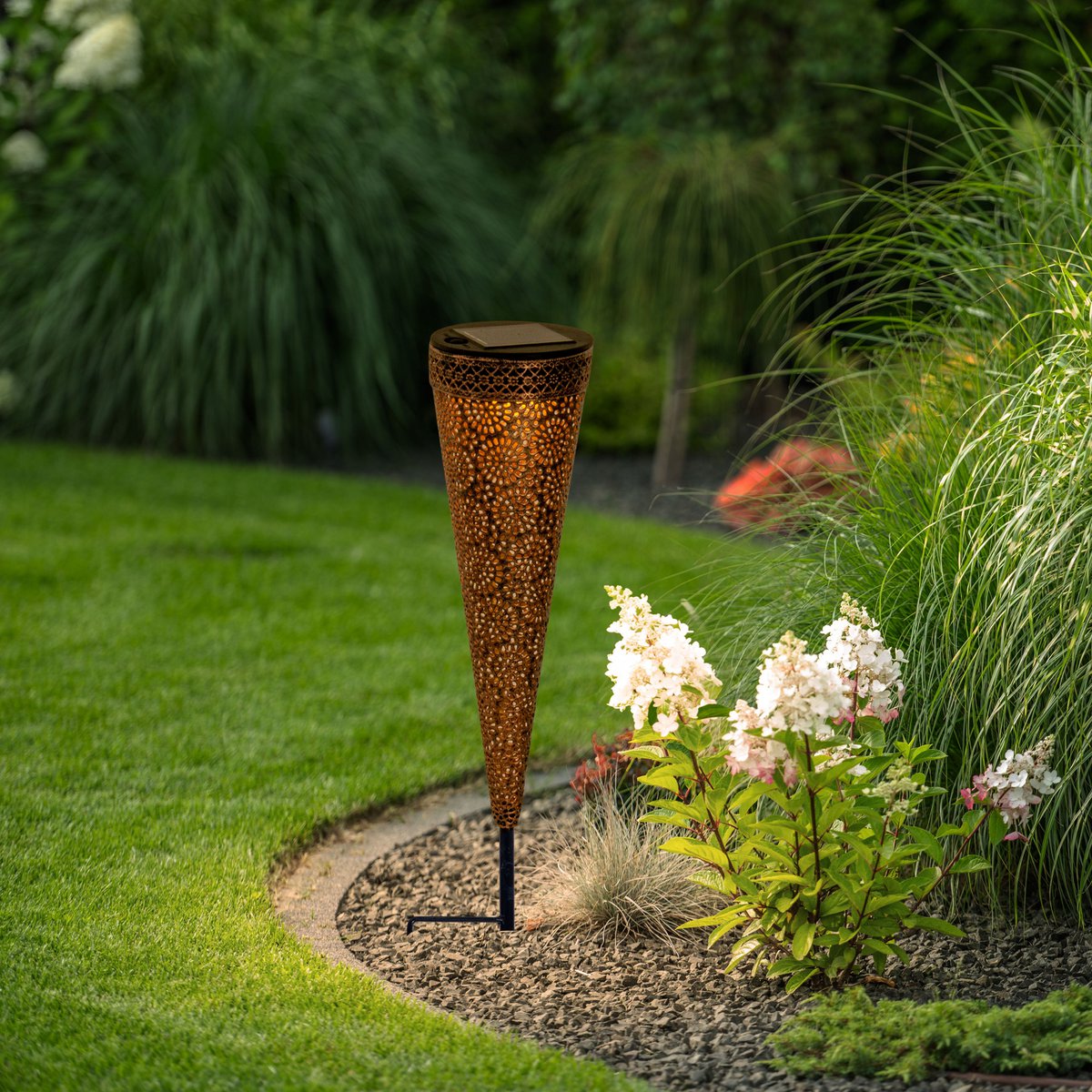 2 Set LED LED Solar Light "Paula", voor buiten, metaal en plastic aarde spies in bruin, met geïntegreerde LED