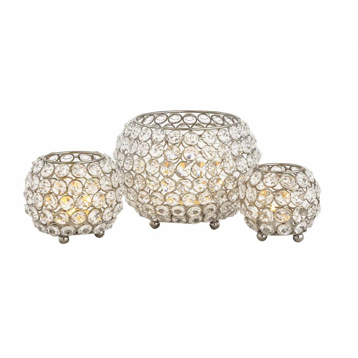 Tealight-houder kandelaar Set 3-delige Crystal Candlestick Gold of Silver Vintage Crystal