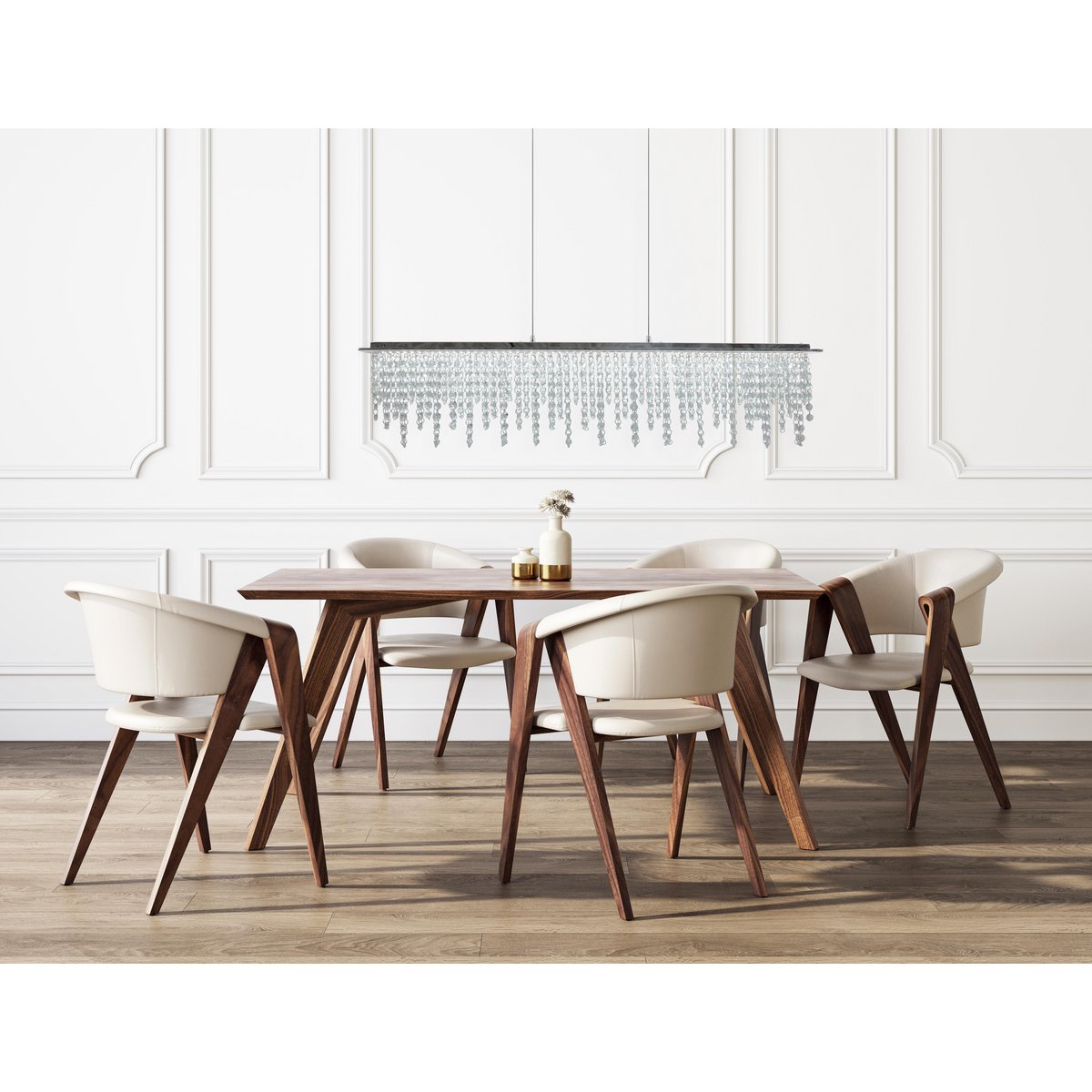 LED hanglamp "diamanten", hanglamp, metaal en kristalglas, chroom, met stevig gebouwd -in LED's, voor eetkamer, woonkamer, gang of kantoor, 120 cm lang