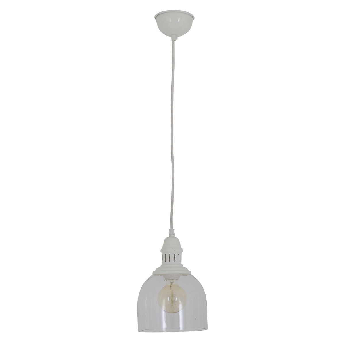 Glazen hanglamp "Mumbai", retro klassiek gemaakt van metaal en glas in wit, E27
