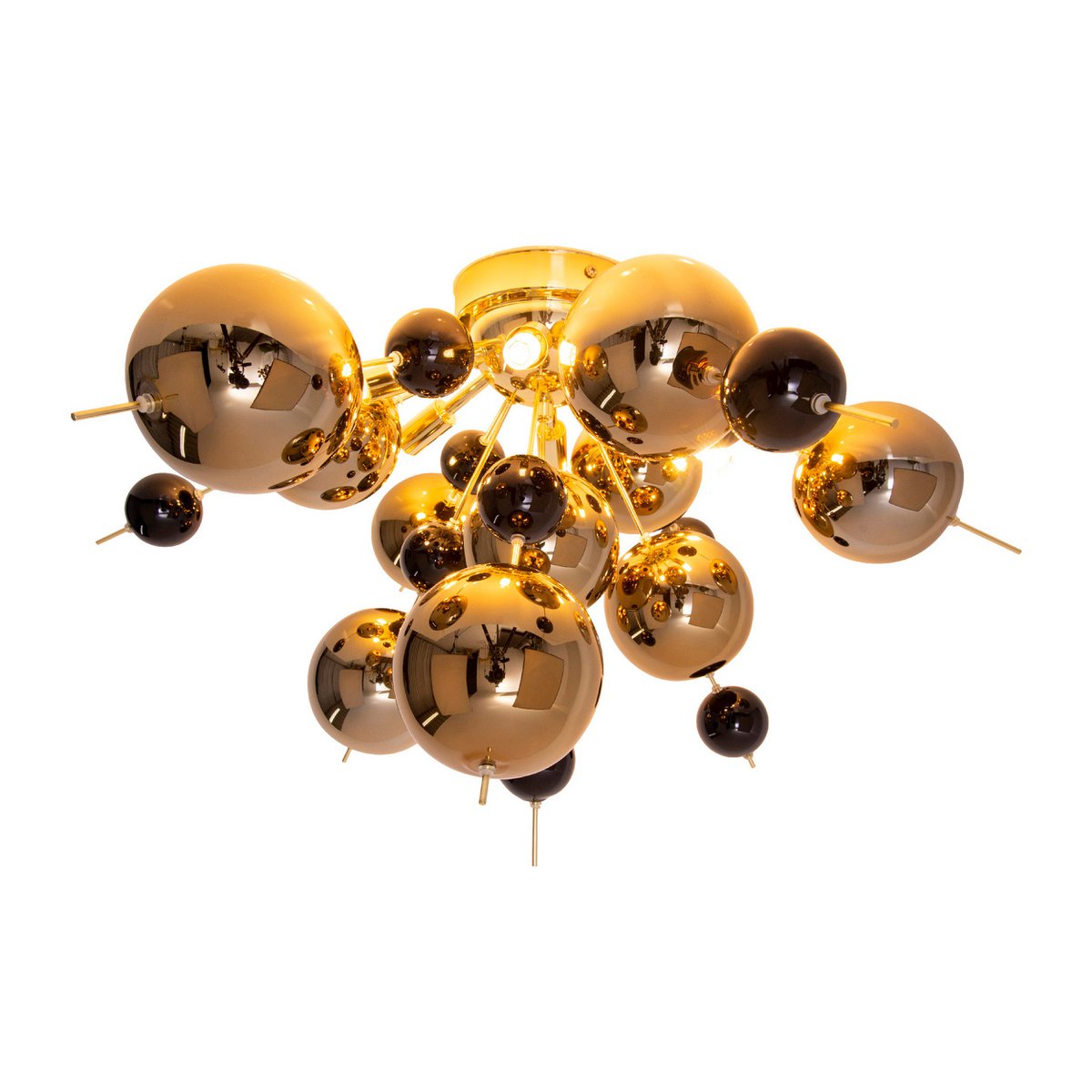 Plafondlamp "explosie" goud gemaakt van metaal en glas, G9 -versies, plafondlamp voor eetkamer, woonkamer, gang of kantoor, Ø57 cm