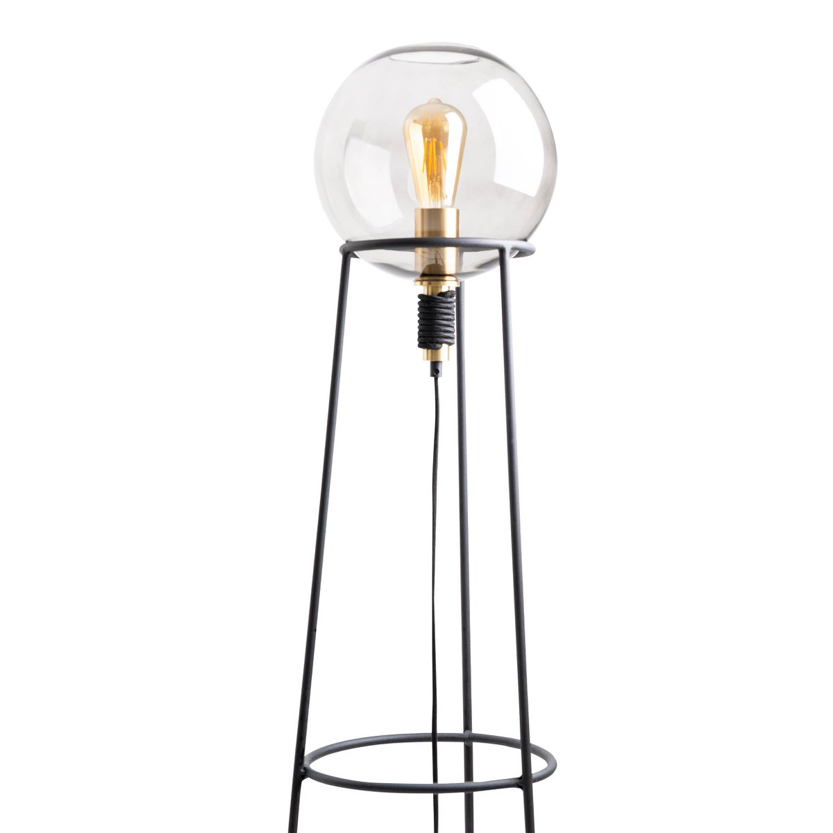 Stapellamp "stelo", moderne vloerlamp gemaakt van zwart metaal en rookglas, E27 -aansluiting, 128,5 cm hoog, voor eetkamer, woonkamer, gang of kantoor,