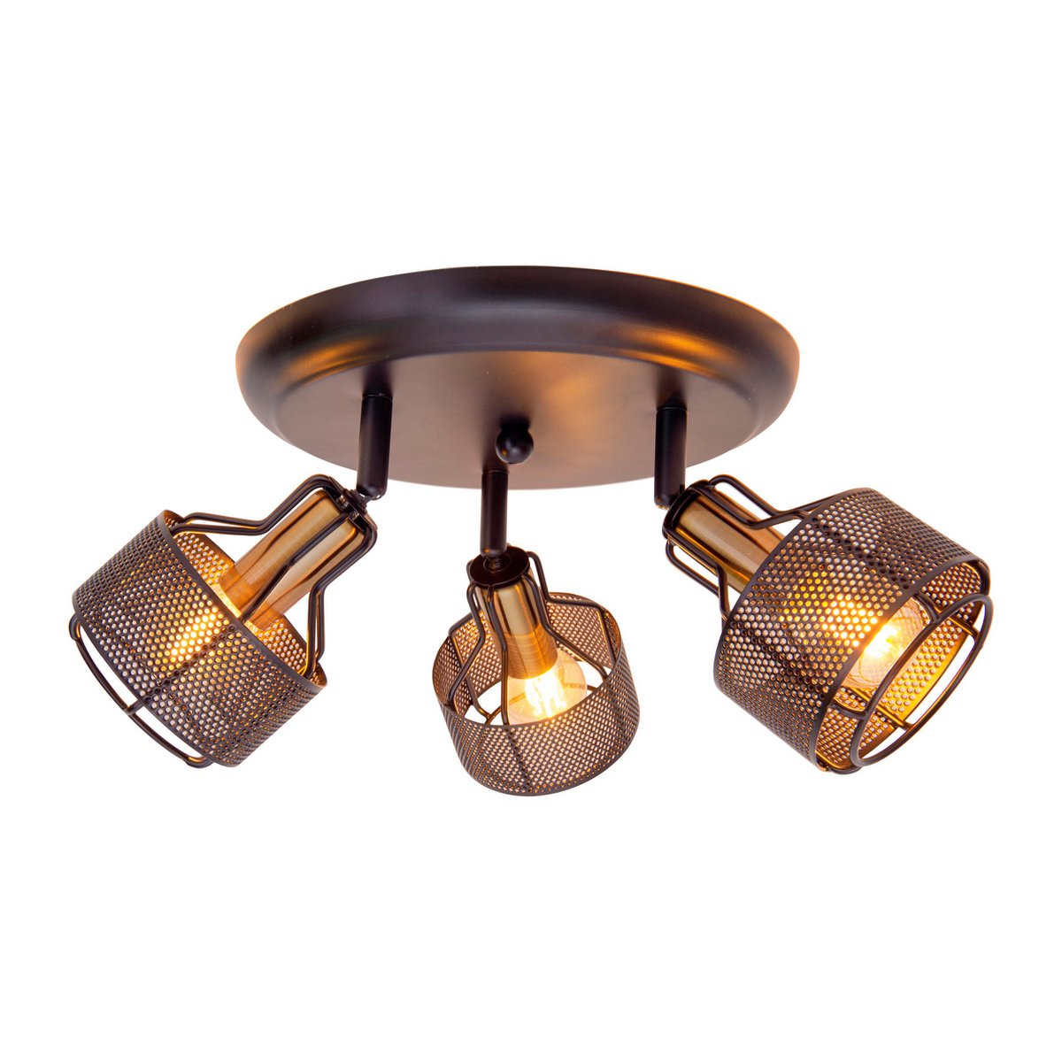 3-zits muur en plafond Rondel Spot "foro" gemaakt van metaal in zwart en goud, met E14-versies, 41 cm diameter. Stijlvolle verlichting voor woonkamer, eetkamer of keuken.