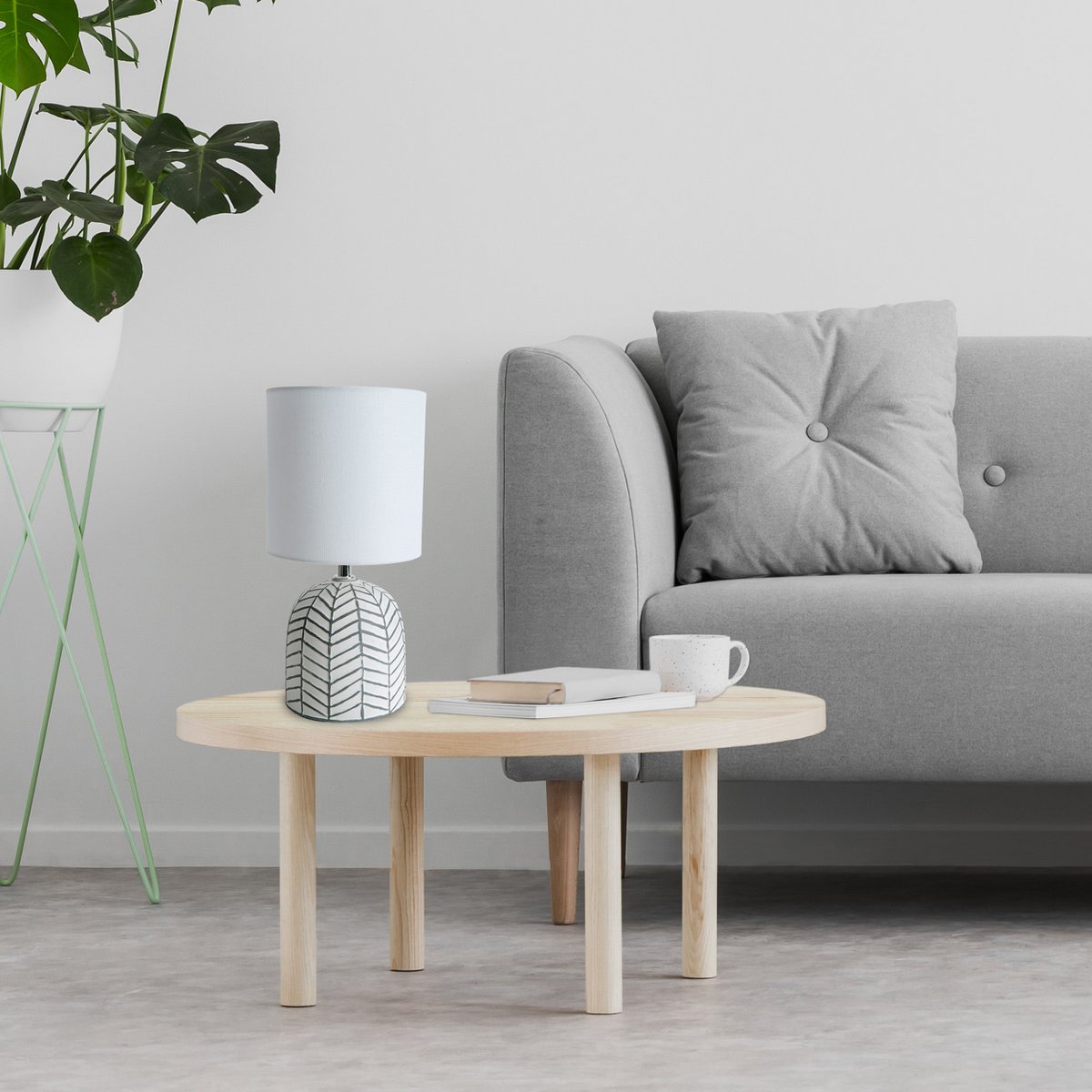 Keramisch tafellicht "folio" wit, tafellamp gemaakt van keramiek, wit, met E14 -aansluiting, voor eetkamer, woonkamer, gang of kantoor, 27,50 cm hoog