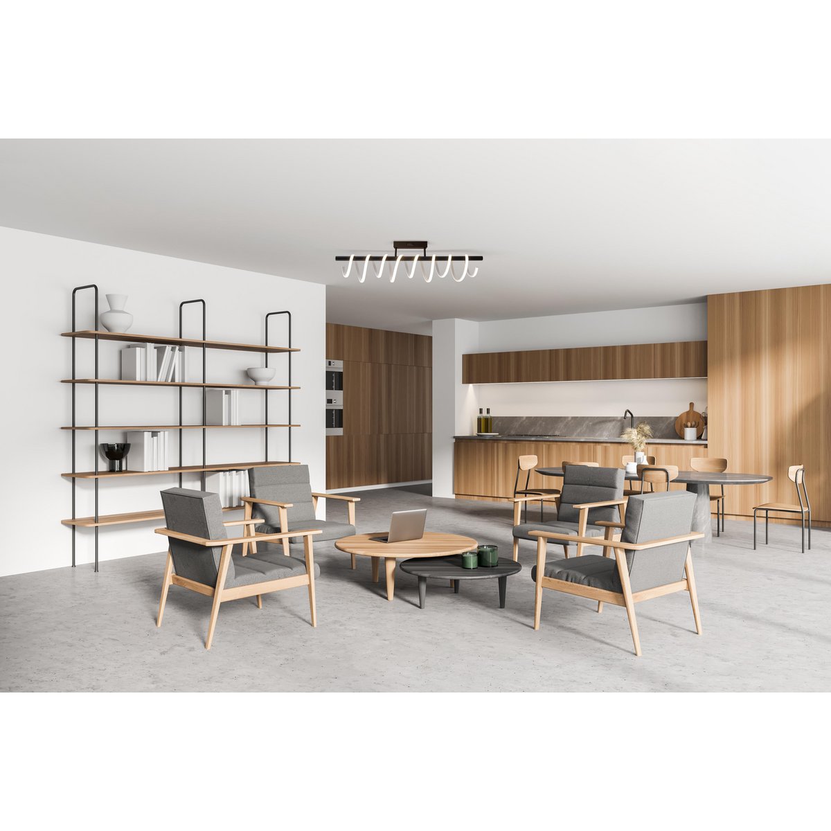 LED -plafondlicht "Belleza", moderne metalen plafondlamp en plastic in zwart en wit, met stevig gebouwd -in LED's, dimbaar, ongeveer 100 cm lang. De ideale verlichting voor woonkamer, eetkamer of keuken.