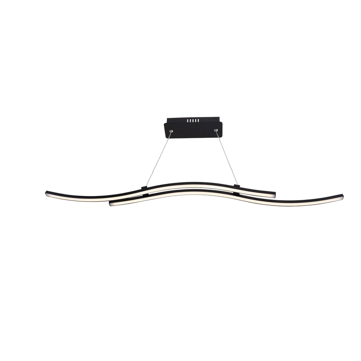 LED hanglamp "onda", hanglamp gemaakt van metaal en plastic in zwart, met stevig ingebouwde LED's, verlichting voor woonkamer, eetkamer of kantoor, 96 cm lang