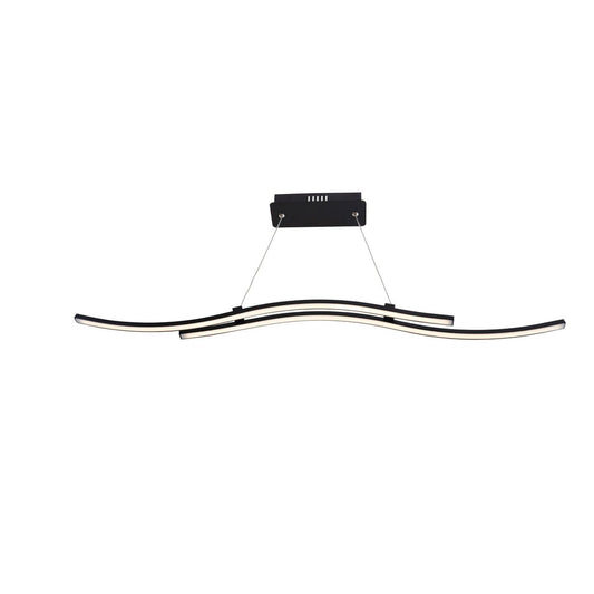 LED hanglamp "onda", hanglamp gemaakt van metaal en plastic in zwart, met stevig ingebouwde LED's, verlichting voor woonkamer, eetkamer of kantoor, 96 cm lang