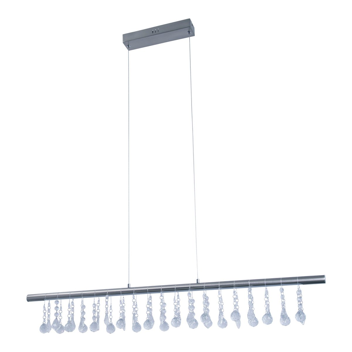 Led hanglamp "nobilis" lengte ongeveer 100 cm, gemaakt van metaal en plastic in satijnnikkel, met stevig ingebouwde LED's, verlichting voor woonkamer, eetkamer of kantoor