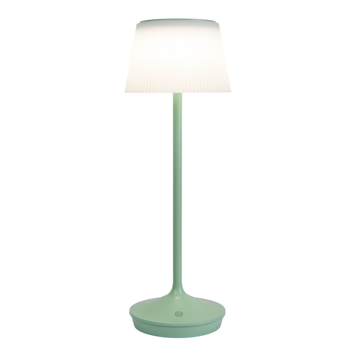 Zonne -batterijlamp "EMMI" 38 cm hoog, paraplu Ø 13 cm, metaal in mint en wit plastic, voor de buitenruimte, dimable CCT.