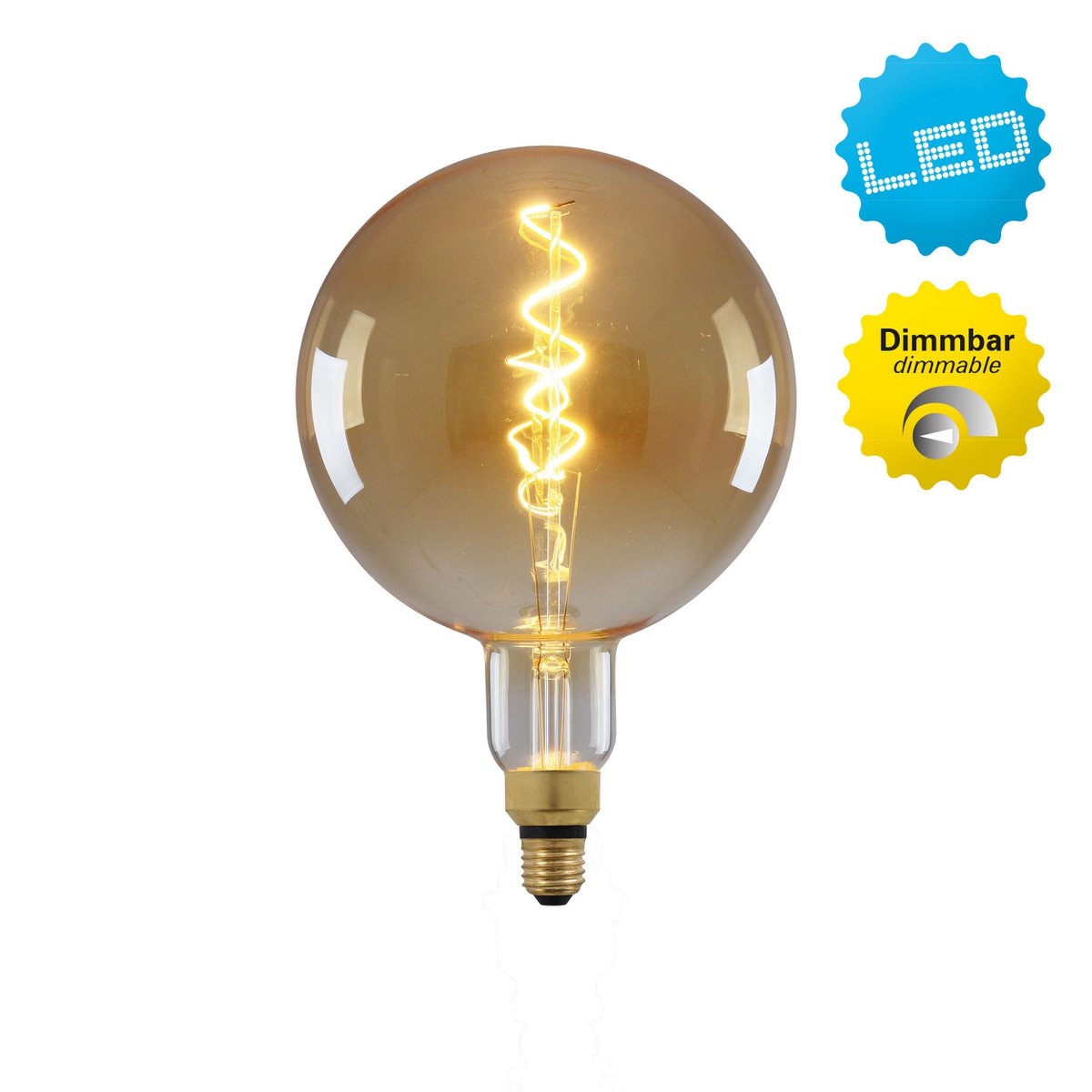 LED -lamp "Dilly Max", 5 watt, gloeilamp gemaakt van metaal en glas, warm wit, E27 Socket LED, decoratieve LED -lamp ca.