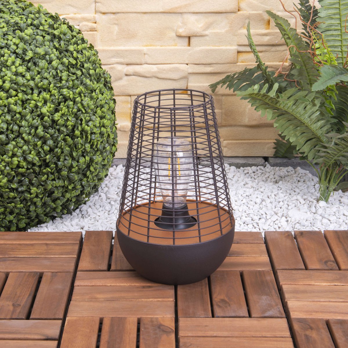 LED Decol Light 27 cm hoog, gemaakt van metaal in zwart, stevig gebouwd -in LED, decoratie voor buiten