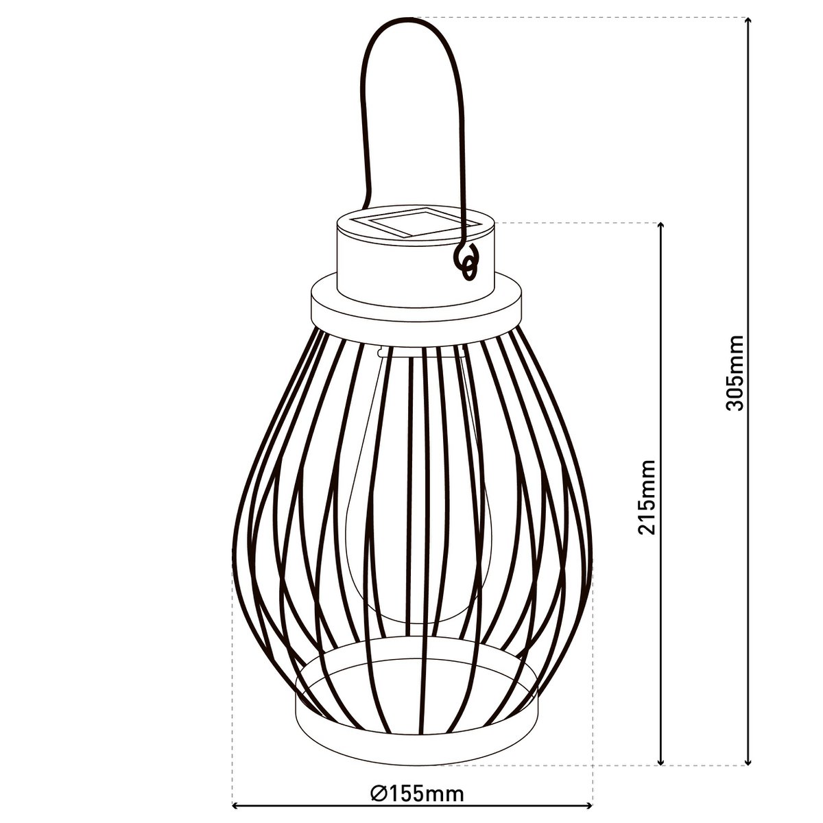 LED Decoratief zonnelampje 21,5 cm hoog, voor buiten, gemaakt van metaal, glas en plastic, zilver, met stevig ingebouwd