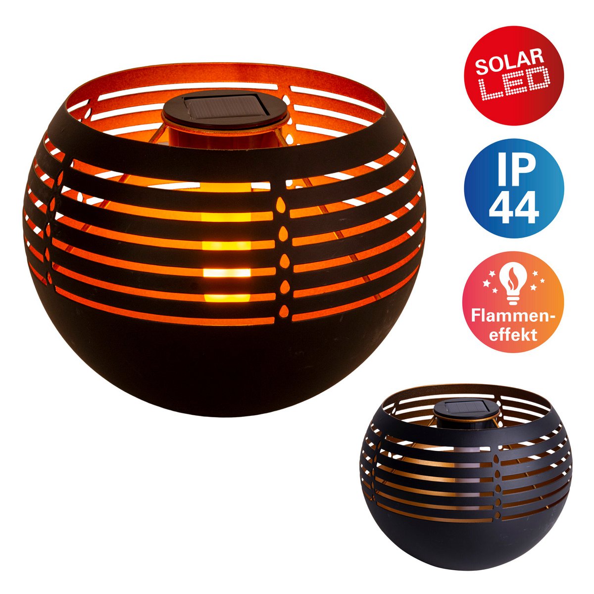 LED Decoratief-solar tafellicht, 16 cm hoog voor buiten, gemaakt van zwart metaal en plastic, met geïntegreerde LED