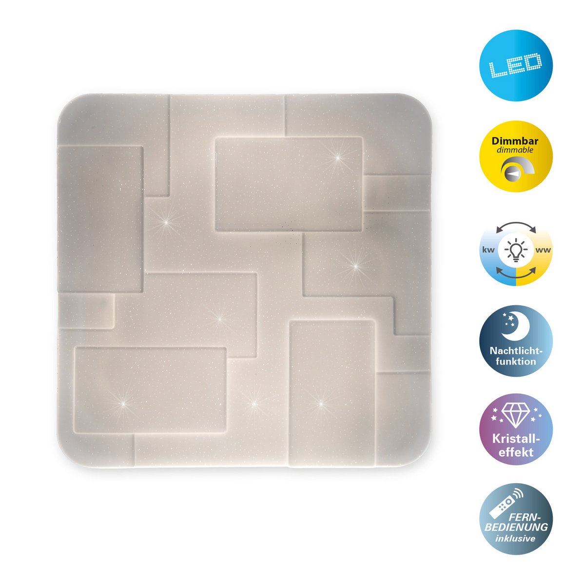 LED plafondlamp "Luxor" 54x54cm kristaleffect