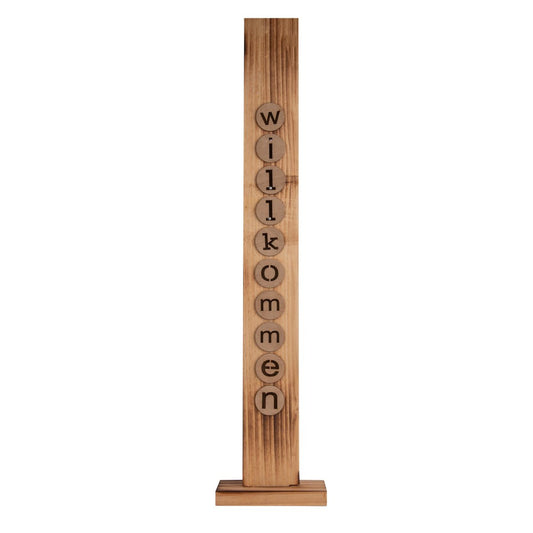 Led Wood Decolum "Welcome" gemaakt van natuurlijk hout met vaste LED's, kerstdecoratie voor buiten