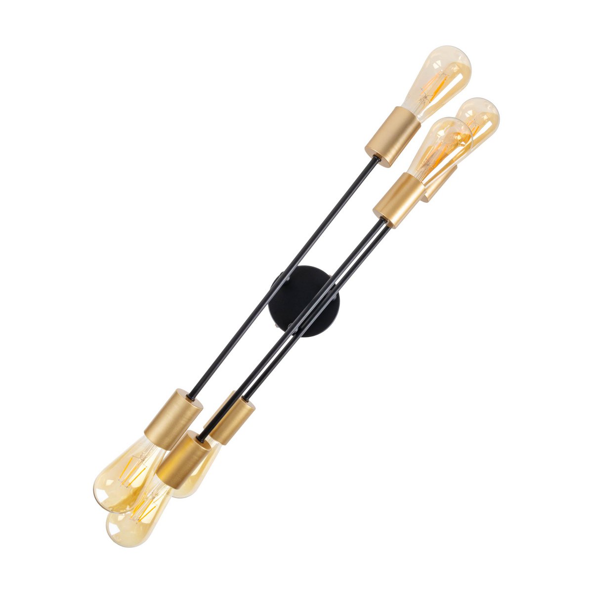 Plafondlicht "Modo" 6-flame gemaakt van metaal in zwart, versies goud, E27-aansluiting, plafondlamp voor woonkamer, eetkamer, keuken, gang, gang of kantoor met een Øvon 54,5 cm