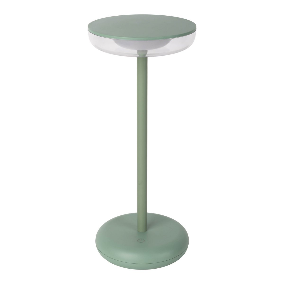 Noteloze tabletlamp "PASI" voor buiten en binnen, gemaakt van metaal en plastic in mint, dimbaar, met aanraking en geheugenfunctie, ca. 26 cm hoog