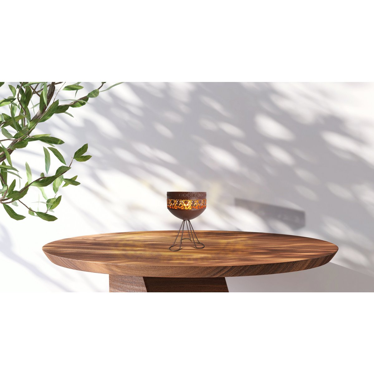 LED decoratief zonnelampje met een standaard, 34,5 cm hoog voor buiten, gemaakt van roestkleurig metaal en plastic, stevig geïnstalleerde LED's