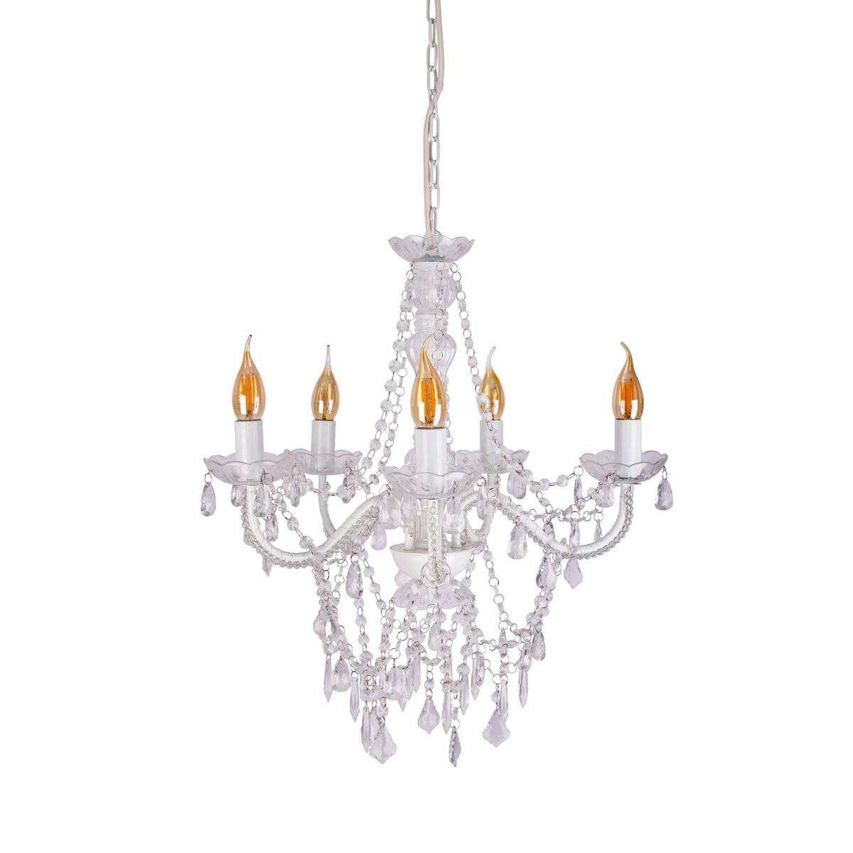 5 Kroon "Cecilia" voor E14 -aansluiting, Ø 52 cm, gemaakt van metaal en acryl, in wit