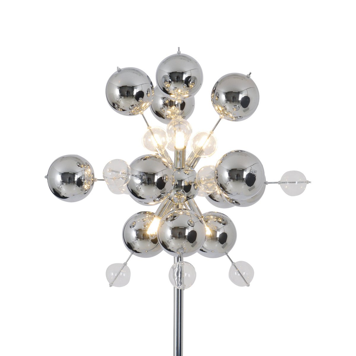 Staande lamp "explosie" in chroom, vloerlamp gemaakt van metaal en glas, chroom, G9, vloerlamp 169 cm hoog