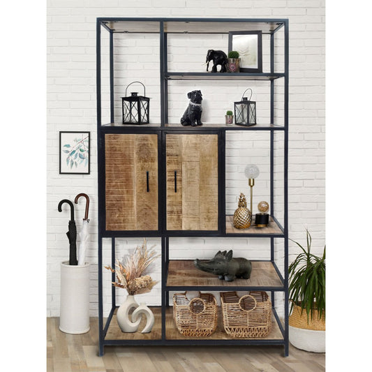 BOOKSPLANP SCHUKBAARDE COMPARTMENT 100x193X36cm Liverpool Metal Frame