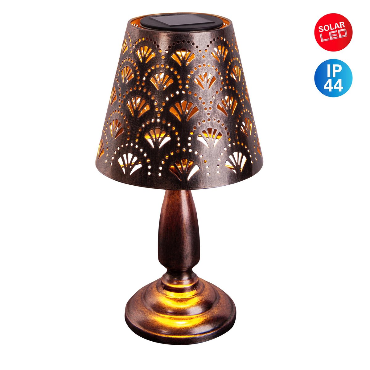 LED -zonnetafels "Elsa" - metalen tafellamp buiten in Altmessing, met geïntegreerde LED's