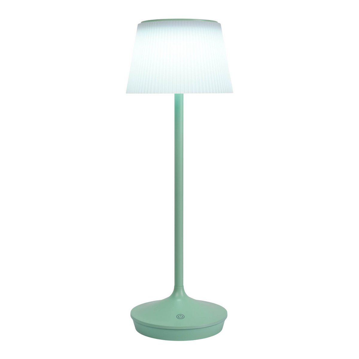 Zonne -batterijlamp "EMMI" 38 cm hoog, paraplu Ø 13 cm, metaal in mint en wit plastic, voor de buitenruimte, dimable CCT.