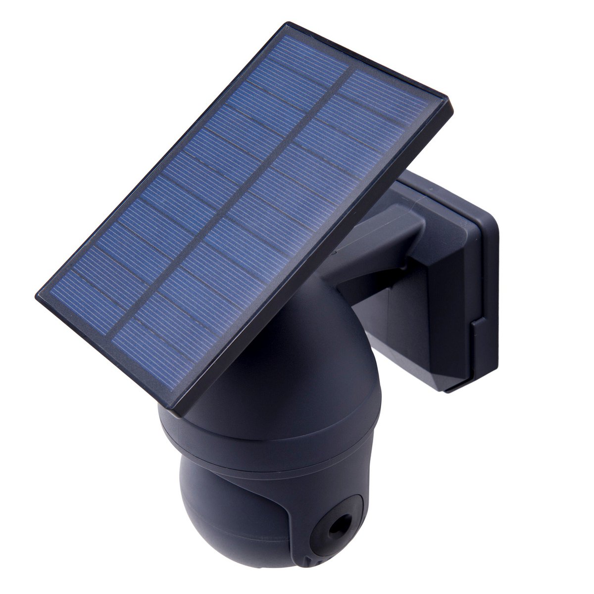 LED -zonne -buitenwandlamp "Moho" met bewegingsdetector en beveiligingscamera -vouw, wandlicht gemaakt van plastic in grijs, met geïntegreerde LED