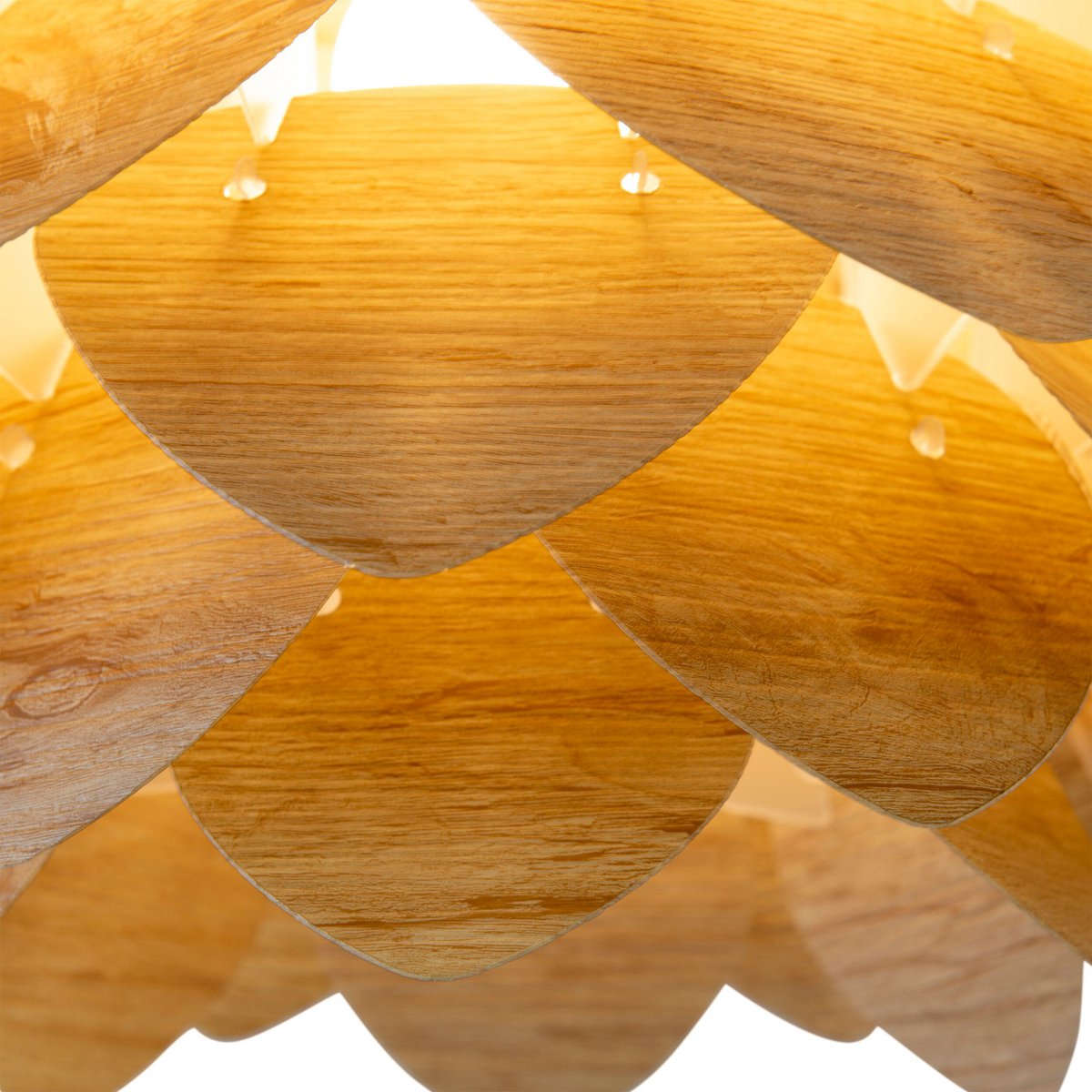 Hangende lamp "Foglia" gemaakt van natuurlijk gekleurd plastic, E27-aansluiting, verlichting voor woonkamer, eetkamer of kantoor, een diameter van 39 cm