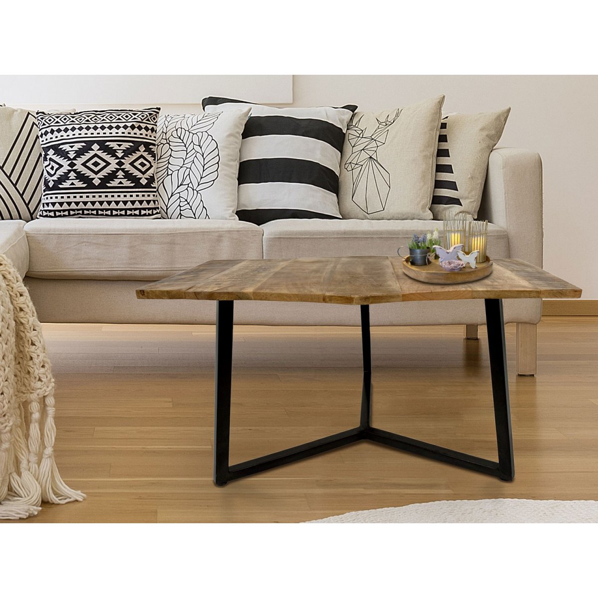 Salontafel 74 x 56 cm woonkamer tafel bijzettafel lyon metalen frame