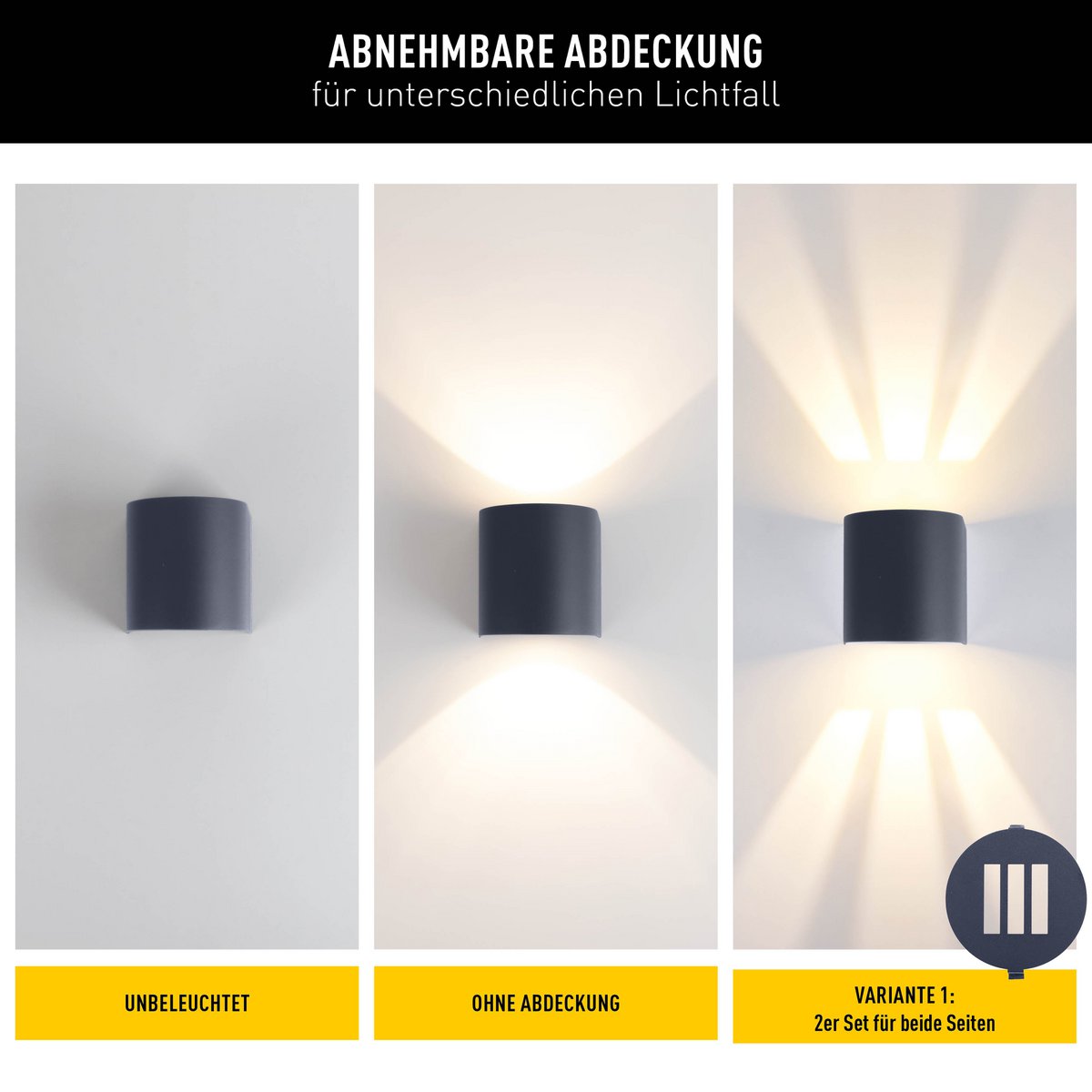 De "Alecto" LED -lamp meet 10,5 x 11,7 cm en is 10 cm hoog. Het bestaat uit een hoogwaardig plastic met een enigszins gestructureerd oppervlak dat eruit ziet als geschilderd. Tijdloos zwart maakt de lamp universeel bruikbaar.