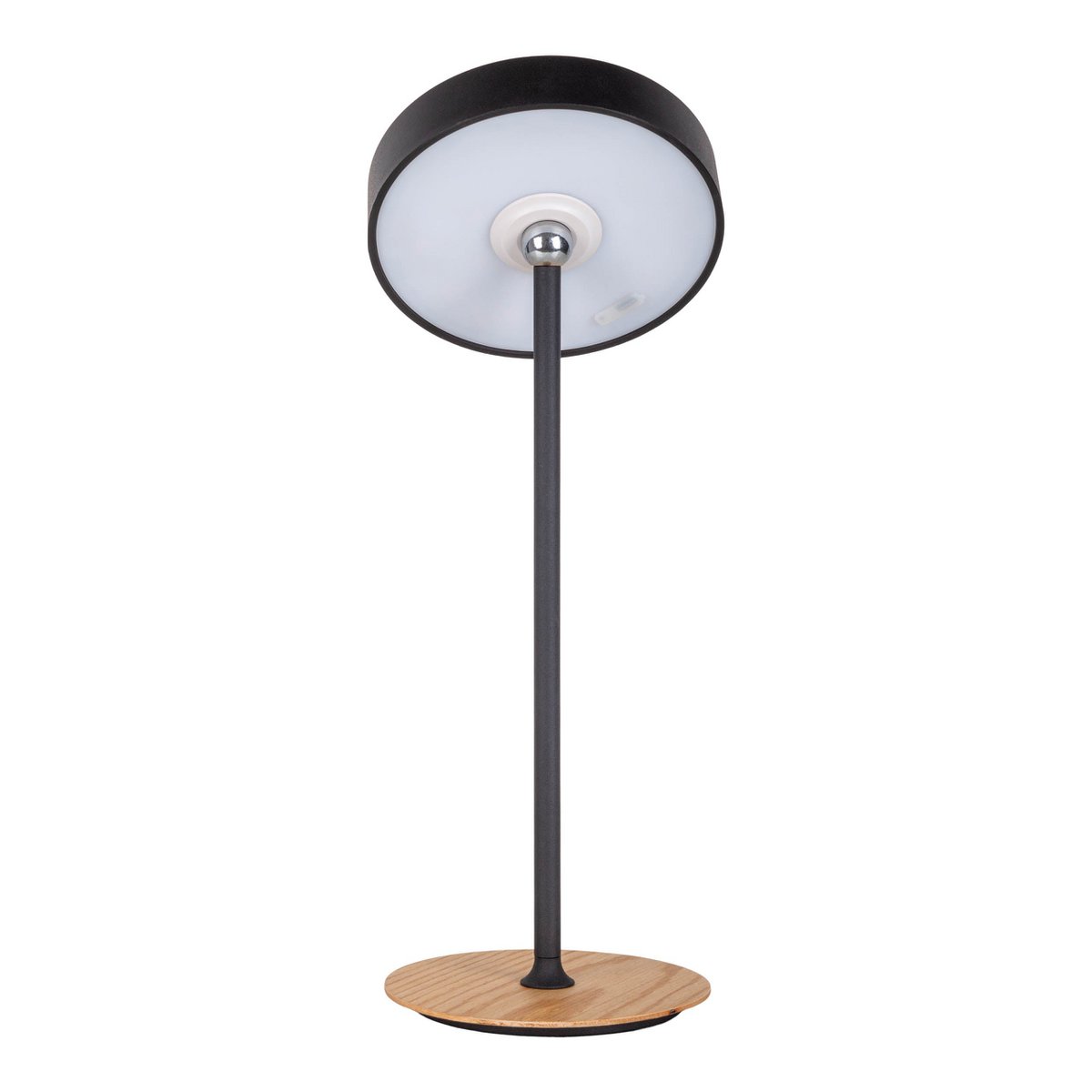 LED -batterijtafellamp magnetisch voor buiten en binnen, gemaakt van metaal en plastic in zwart, 36 cm hoog