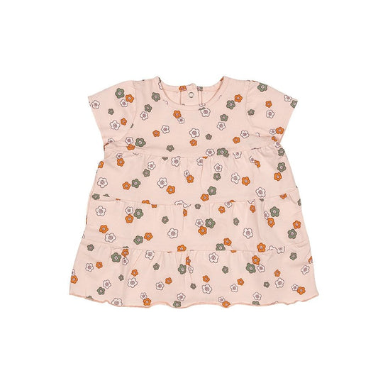 Flowerpower jurk met ruches | Roze